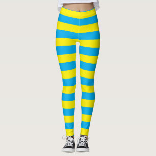 Blue and Yellow Horizontal Stripes Leggings