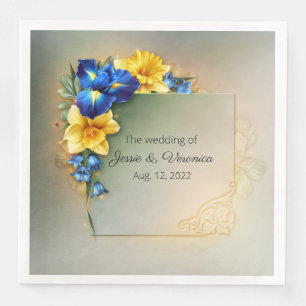 Blue and Yellow Irises Wedding  Paper Dinner Napkins