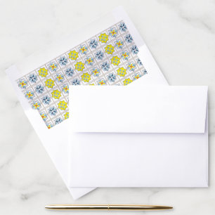 Blue and Yellow Italian Mosaic Tiles Envelope Liner