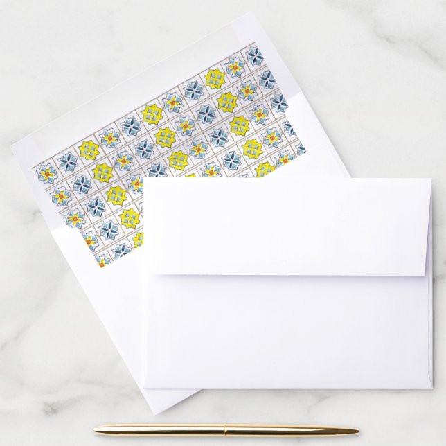 Blue and Yellow Italian Mosaic Tiles  Envelope Liner (Desk)