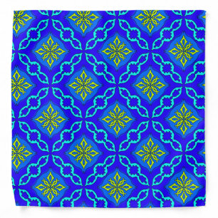 Blue and yellow Jimette Bandana Design.