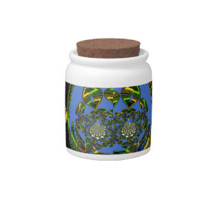 Blue and Yellow Kaleidoscope Art Print Candy Jar
