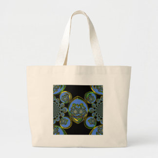 Blue and Yellow Kaleidoscope Art Print Large Tote Bag