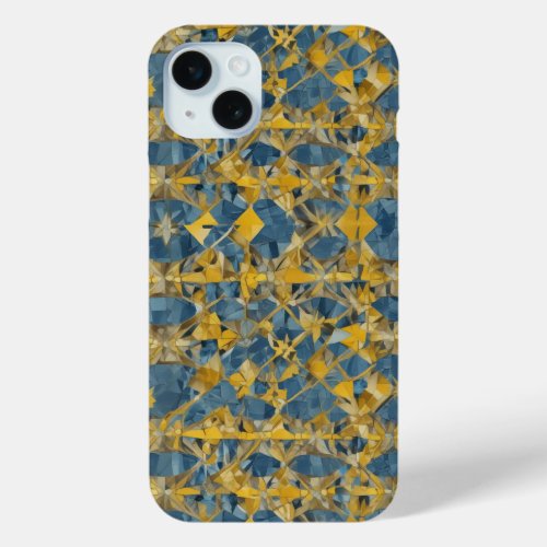 Blue and Yellow Kaleidoscope iPhone 15 Plus Case