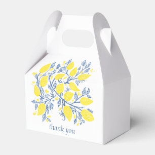 Blue and yellow lemon vines wedding favor box