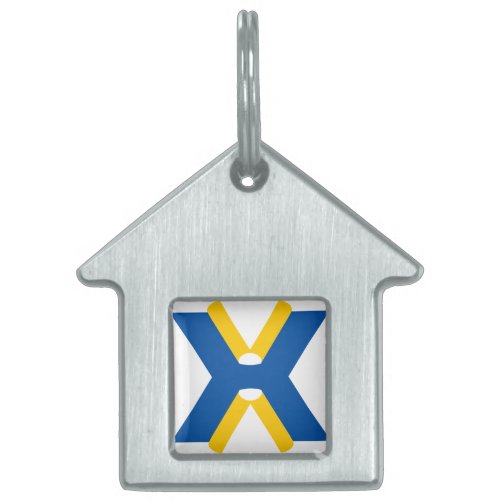 Blue and Yellow Letter X Monogram Pet ID Tag