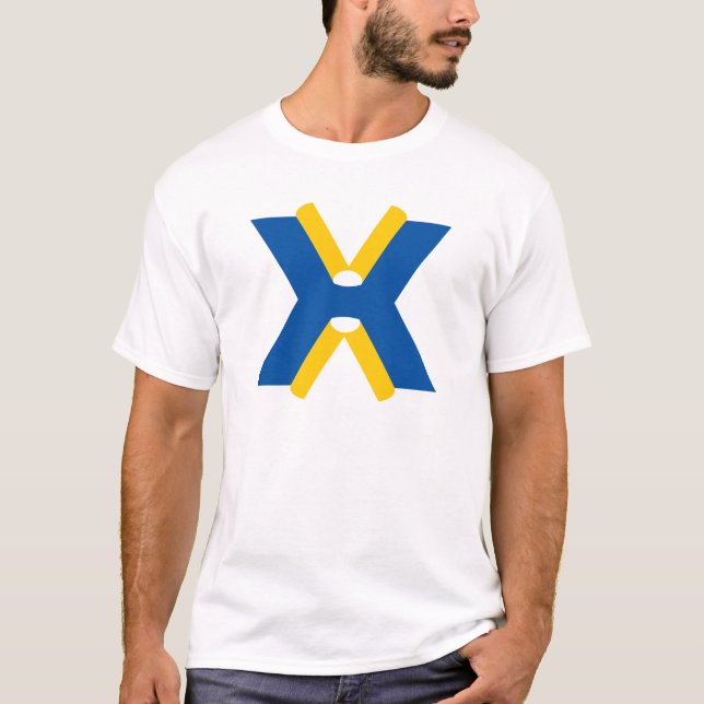Blue and Yellow Letter X Monogram T-Shirt (Front)