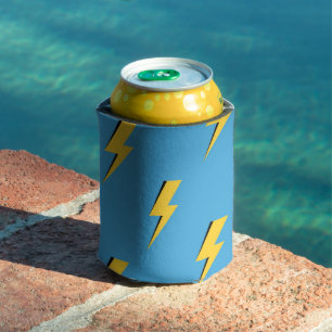 Blue and Yellow Lightning Cheerful Back-to-School Can Cooler