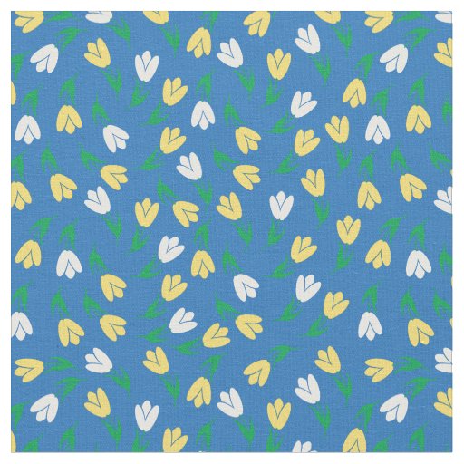 Blue and yellow little tulips pattern - collection fabric