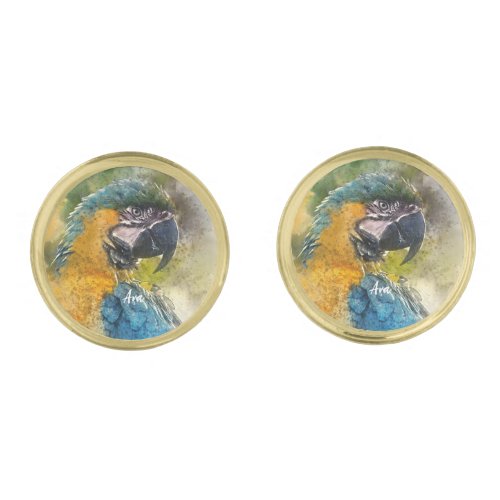 Blue_and_yellow Macaw Ara ararauna Cufflinks