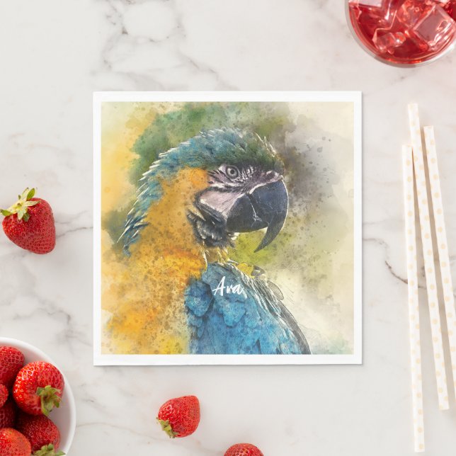 Blue-and-yellow Macaw (Ara ararauna) Napkins (Insitu)