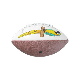 Blue-and-yellow macaw bird cartoon illustration  football