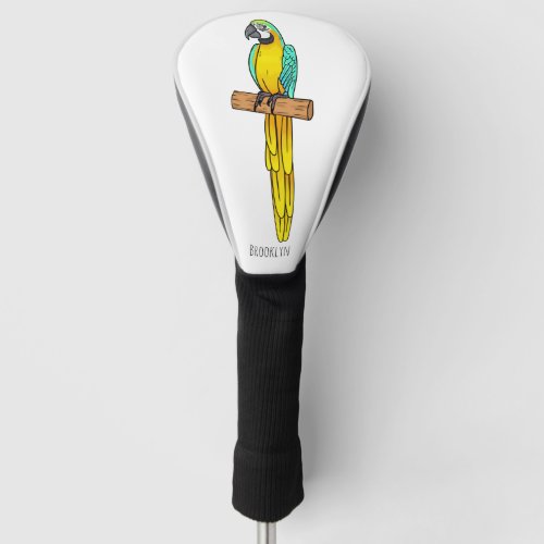 Blue_and_yellow macaw bird cartoon illustration  golf head cover