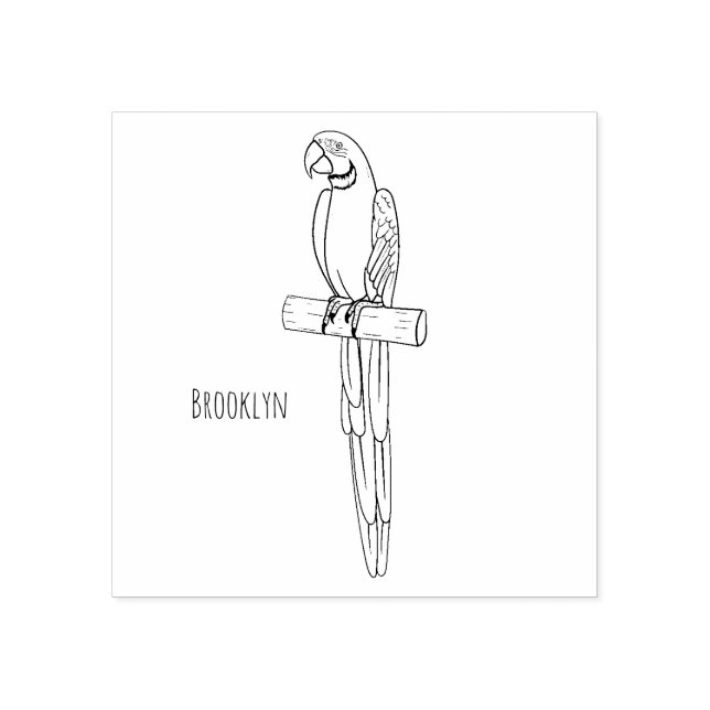 Blue-and-yellow macaw bird cartoon illustration rubber stamp (Imprint)
