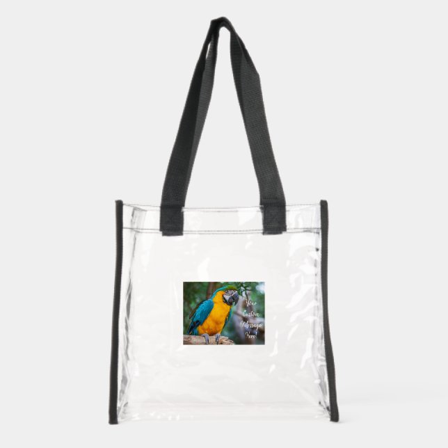 Blue-and-Yellow Macaw Clear Tote Bag (Front)