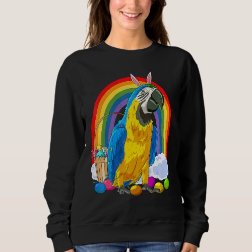 Blue And Yellow Macaw Easter Eggs Bunny Parrot Sweatshirt