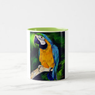 Blue and Yellow Macaw Parrot Two-Tone Coffee Mug