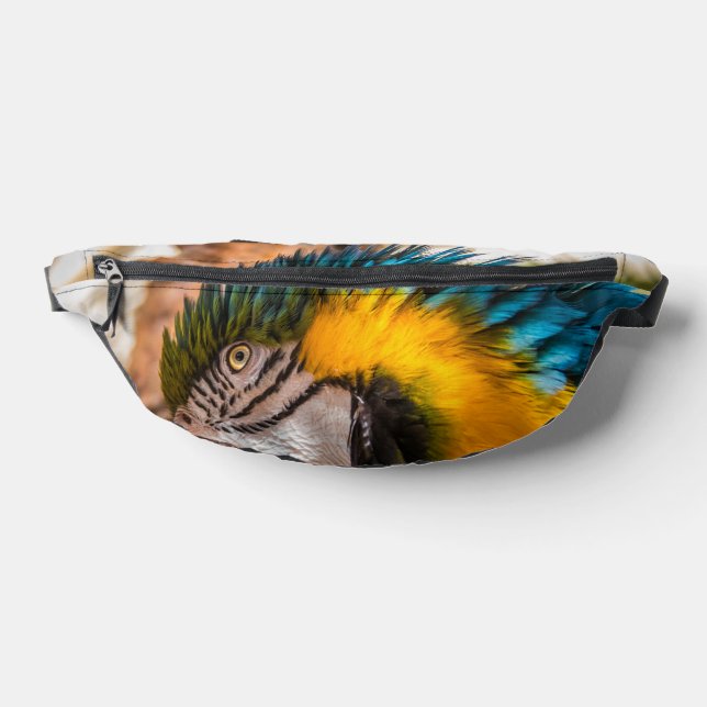 Blue and yellow macaw portrait fanny pack (Lay Down)