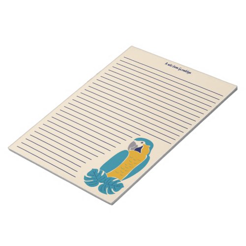 Blue and Yellow Macaw Writing Paper Pad with Lines