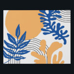 Blue and Yellow Matisse Inspired Abstract Shapes Faux Canvas Print<br><div class="desc">Beautiful Matisse inspired floral and abstract shapes artwork in cobalt blue and yellow.</div>