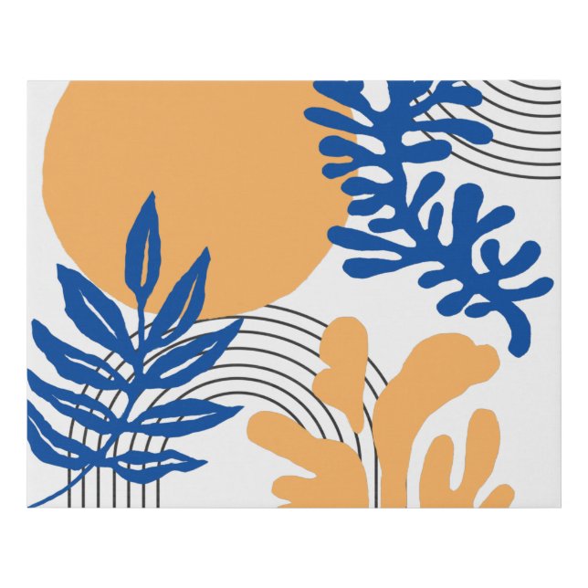 Blue and Yellow Matisse Inspired Abstract Shapes Faux Canvas Print (Front)