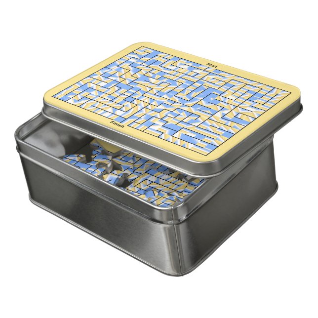 Blue and Yellow Maze  Jigsaw Puzzle (Lid Open)