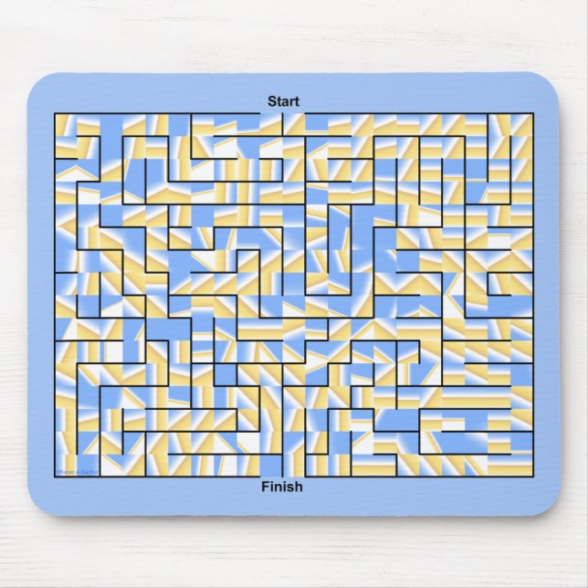 Blue and Yellow Maze Mouse Pad (Front)