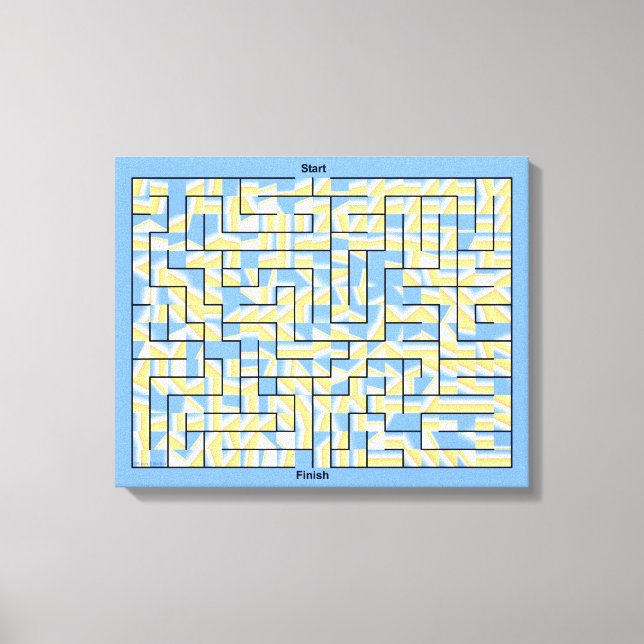 Blue and Yellow Maze Puzzle Canvas Print (Front)