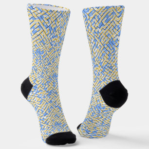 Blue and Yellow Maze Socks