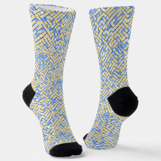 Blue and Yellow Maze Socks