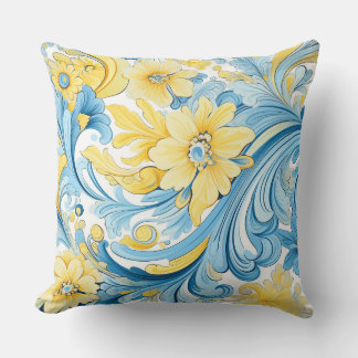 Blue and yellow. Mediterranean-inspired. Throw Pillow
