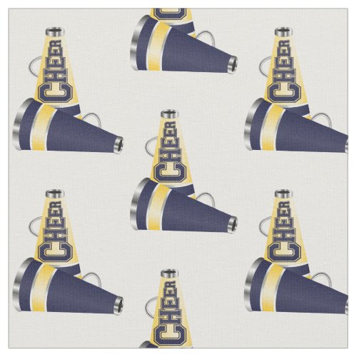 Blue and Yellow Megaphones Cheer Fabric