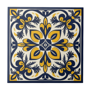 Blue and yellow Mexican Tile - #3
