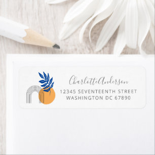 Blue and Yellow Minimalist Abstract Return Address Label