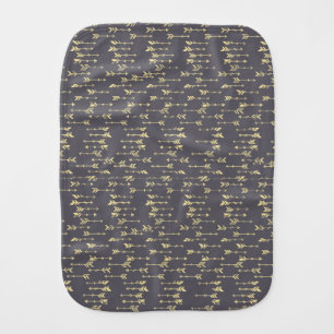 blue and yellow minimalist boho arrow pattern baby burp cloth