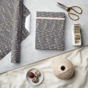 blue and yellow minimalist boho arrow pattern wrapping paper