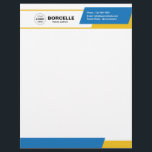 Blue and Yellow Minimalist Travel Letterhead<br><div class="desc">Blue and Yellow Minimalist Travel Letterhead</div>