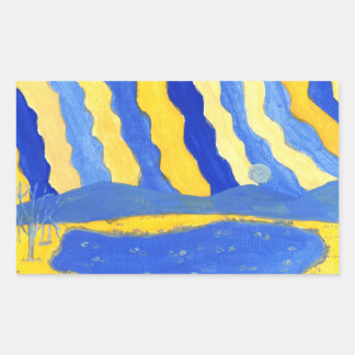 Blue and Yellow Minimalistic Landscape Stickers