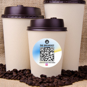 Blue and Yellow Modern Business Instagram Qr Code Classic Round Sticker