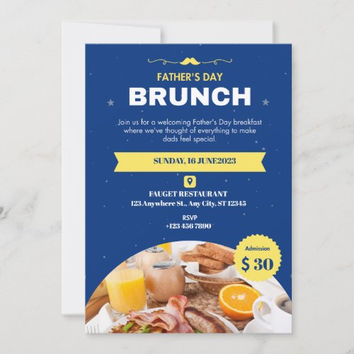Blue and Yellow Modern Fathers Day Invitation