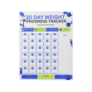 Blue and Yellow Modern Weight Loss Planner Tracker Notepad