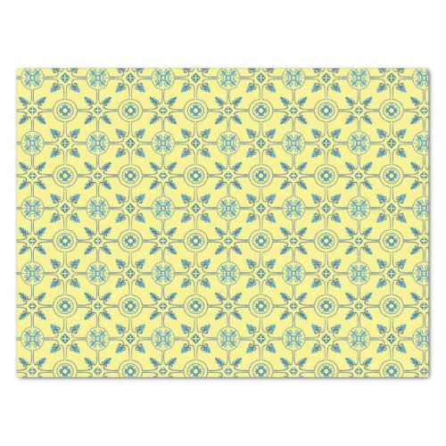 Blue and Yellow Moroccan Tile Pattern  Tissue Paper