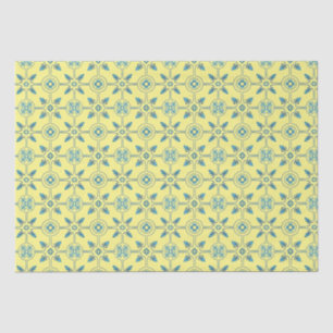 Blue and Yellow Moroccan Tile Pattern Tissue Paper