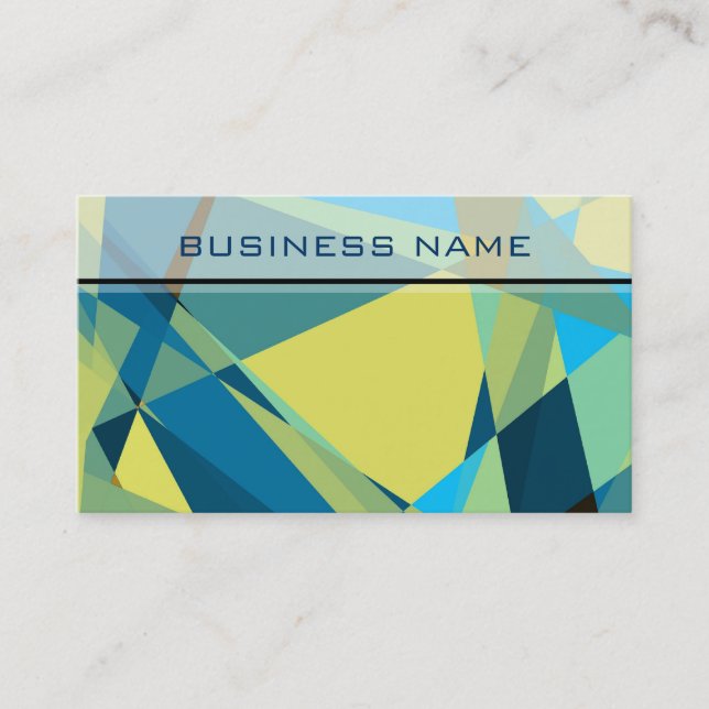 Blue and Yellow Mosaic Geometric Pattern Business Card (Front)