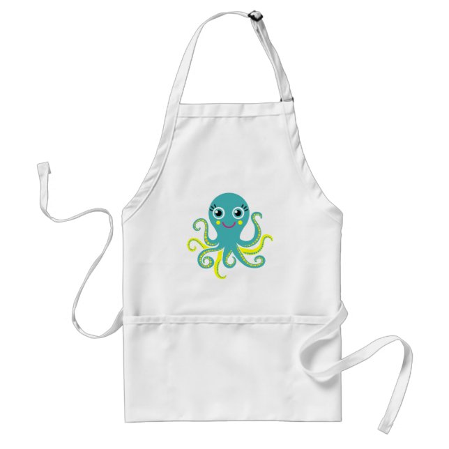 Blue and Yellow Octopus Adult Apron (Front)