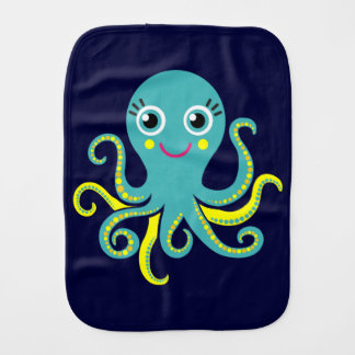 Blue and Yellow Octopus Burp Cloth