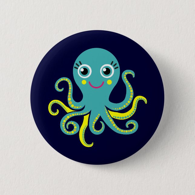 Blue and Yellow Octopus Button (Front)