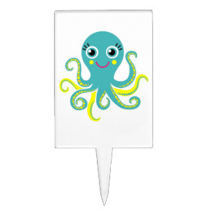 Blue and Yellow Octopus Cake Topper