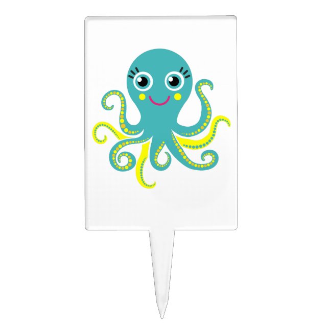 Blue and Yellow Octopus Cake Topper (Front)