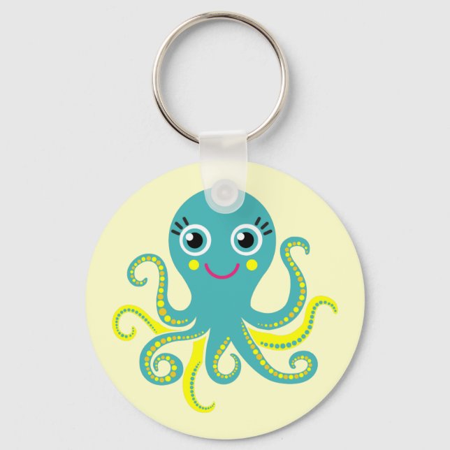 Blue and Yellow Octopus Keychain (Front)